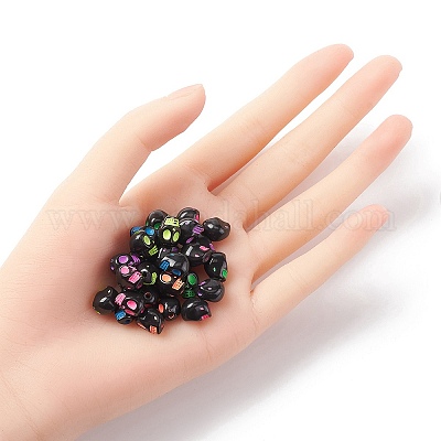 Opaque Black Acrylic Beads&nbsp;MACR-YW0002-80-1