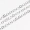 Brass Cable Chains, Soldered, with Spool, Flat Oval, Cadmium Free & Lead Free, Silver Color Plated, 2.5x2x0.45mm