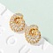 Brass Micro Pave Cubic Zirconia Stud Earrings, Pave Cluster Earring, Rack Plating, Long-Lasting Plated, Real 18K Gold Plated, Letter G, 13x10.5mm