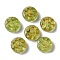 Transparent Lampwork Beads, Flat Round with Moon & Stars, Yellow Green, 13x5mm, Hole: 1mm, about 70~82pcs/100g