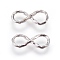 Brass Links connectors, Infinity, Platinum, 6x14x2mm, Hole: 3mm