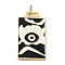 Brass Micro Pave Cubic Zirconia Pendant with Enamel, Cadmium Free & Nickel Free & Lead Free, Rectangle, Black, 45.5x25.5x2.5mm, Hole: 4.5mm