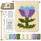 Polycotton Latch Hook Flower Pattern Tapestry Kit, DIY Tapestry Crochet Yarn Kits, Including Instructions, Fabric, Yarn, Wood Stick, Lilac, Finish Product: 250x230mm, Yarn: 9 skeins