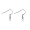 Iron Earring Hooks, with Horizontal Loop, Dangle Earring Findings, Nickel Free, Platinum, 17~19x0.8mm, Hole: 2mm, Pin: 0.6mm