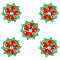 5Pcs Handmade Lampwork Beads, Bumpy Flat Round with Flower, Mixed Color, 18.5~20x10~11mm, Hole: 1mm