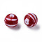 Opaque Striped Acrylic Beads, Round, FireBrick, 19mm, Hole: 3mm, about 112pcs/500g