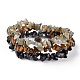 Chips Natural Labradorite & Snowflake Obsidian & Tiger Eye Beaded Stretch Bracelets Sets&nbsp;BJEW-JB05332-05-2
