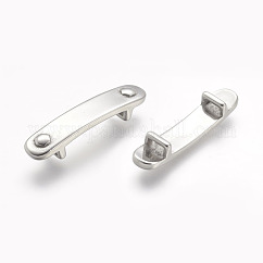 Tarnish Resistant 304 Stainless Steel Slide Charms, Rectangle, Stainless Steel Color, 37x8x7mm, Hole: 2x5.5mm