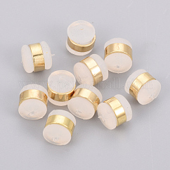 Brass Rubber Ear Nuts, Earring Backs, Nickel Free, Real 18K Gold Plated, 5.5x5.5mm, Hole: 0.5mm