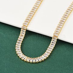 Clear Cubic Zirconia Classic Tennis Necklace for Girl Women Gift, Chain Necklaces with Rack Plating Brass Fold Over Clasps, Lead Free & Cadmium Free, Long-Lasting Plated, Real 18K Gold Plated, 16-1/8 inch(41cm)
