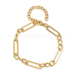 304 Stainless Steel Paperclip & Oval Link Cahin Bracelets for Women&nbsp;BJEW-F536-24G