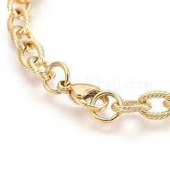 Ion Plating(IP) 304 Stainless Steel Cable Chain Bracelets&nbsp;BJEW-P237-20G