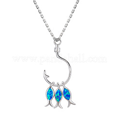 3-Fish & Fishhook Brass with Opal Pendant Necklaces&nbsp;FS-WGC8170-01