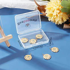6Pcs Brass Micro Pave Colorful Cubic Zirconia Pendants&nbsp;KK-BBC0002-34