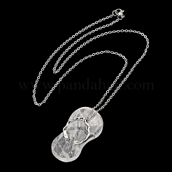 Natural Quartz Crystal Alloy Flip Flops Pendant 304 Stainless Steel Cable Chain Necklaces&nbsp;GG-CBAFD22-01A-01
