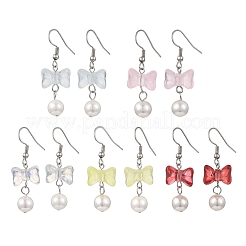 Bowknot Transparent Spray Painted Glass Dangle Earrings&nbsp;EJEW-JE06353