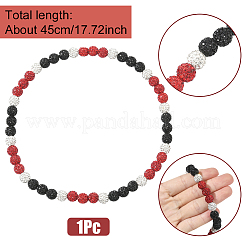 1Pc Polymer Clay Rhinestone Round Beaded Stretch Necklaces&nbsp;NJEW-SP0001-14B