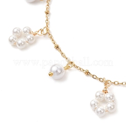 Shell Pearl Round Beaded Flower Tassel Ankelets&nbsp;AJEW-AN00706-03