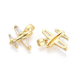 Brass Micro Pave Cubic Zirconia Pendants&nbsp;KK-T073-51G