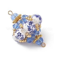 Oriental Blue and White Porcelain Style Lantern Beaded Links Connector Charms&nbsp;PALLOY-MZ01187