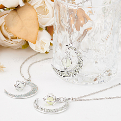 3Pcs 3 Colors Platinum Plated Alloy Crescent Moon Pendant Necklaces Set&nbsp;NJEW-AN0001-31