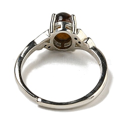 Oval Natural Tiger Eye Adjustable Rings&nbsp;RJEW-Q818-01P-10A