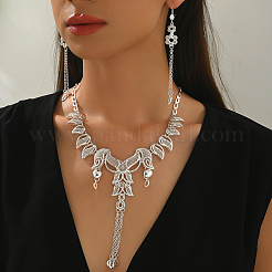 Elegant Alloy Butterfly Tassel Earrings & Necklaces Sets for Wedding&nbsp;QJ0364