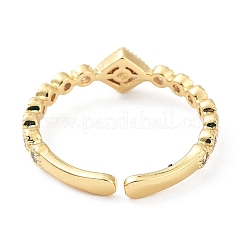 Rack Plating Brass Micro Pave Clear Cubic Zirconia Cuff Rings&nbsp;RJEW-C043-11G
