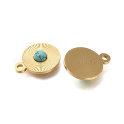 Dyed Synthetic Turquoise Flat Round Charms&nbsp;STAS-Q335-17G