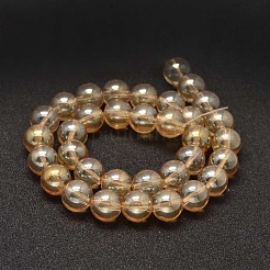 Full Rainbow Plated Round Glass Beads Strands&nbsp;X-EGLA-I001-10mm-01