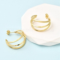 Triple C-Shaped 201 Stainless Steel Stud Earrings&nbsp;EJEW-Z151-09G