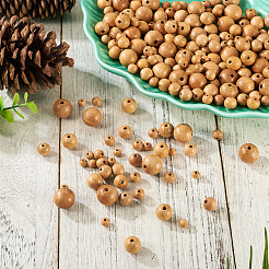 300Pcs 5 Styles Natural Wood Beads&nbsp;WOOD-TA0002-86
