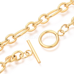 Unisex Ion Plating(IP) 304 Stainless Steel Figaro Chain Necklaces&nbsp;NJEW-H215-03G