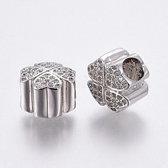 Brass Micro Pave Cubic Zirconia European Beads&nbsp;OPDL-P001-28
