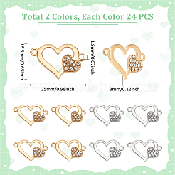 48Pcs 2 Colors Alloy Rhinestone Links/Connectors&nbsp;FIND-UN0016-40
