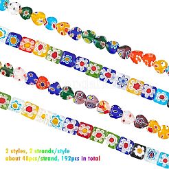 4 Strands 2 Style  Handmade Millefiori Glass Beads Strands&nbsp;LK-OC0001-08