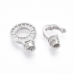925 Sterling Silver Micro Pave Clear Cubic Zirconia Fold Over Clasps&nbsp;STER-T008-03P