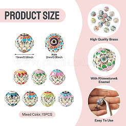 15Pcs Brass Enamel Beads&nbsp;KK-TA0009-20P