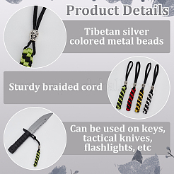4Pcs 4 Colors Polypropylene Outdoor EDC Braid Pendant for Parachute Cord&nbsp;FIND-FG0003-70