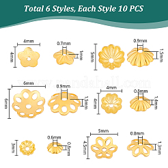 60Pcs 6 Styles 925 Sterling Silver Beads Caps&nbsp;STER-PH0001-76