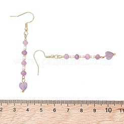 Heart 304 Stainless Steel & Glass Seed Beads Dangle Earrings&nbsp;EJEW-MZ00718