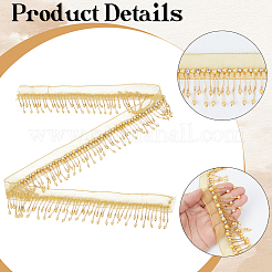 Polyester & Glass Rhinestone & Imitation Pearl Beaded Tassel Ribbon&nbsp;DIY-CY0003-68A