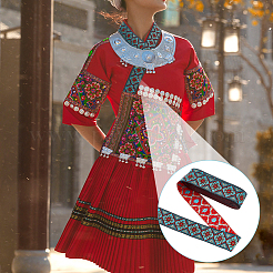 Ethnic Style Embroidery Polyester Ribbons&nbsp;OCOR-WH0077-29A