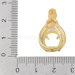 Brass Micro Pave Clear Cubic Zirconia Pendant Cabochon Settings&nbsp;KK-U026-01G