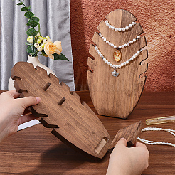 Wood Necklaces Organizer Display Holder&nbsp;NDIS-WH0017-12A