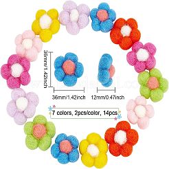 14Pcs 7 Colors Wool Needle Felting Flower Crafts&nbsp;DIY-FG0003-06