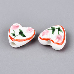 Hand Painted Tulip Flower Porcelain Ceramic Beads&nbsp;PORC-T134-28F