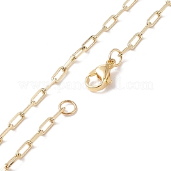 Brass Rectangle with Initial Letter Pendant Necklace with Paperclip Chains for Men Women&nbsp;NJEW-JN04007