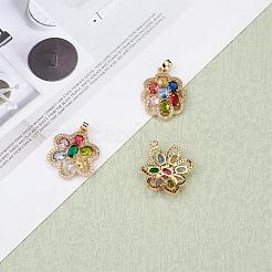 3 Pieces Cubic Zirconia Flower Charms Gold Plated Charms Micro Pave Delicate Flower Charms for Necklace Bracelet Making&nbsp;JX565A