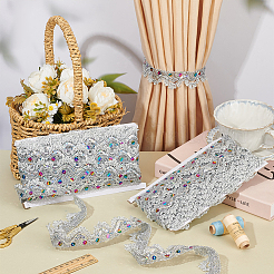 Sparkle Triangle Polyester Lace Ribbons&nbsp;OCOR-WH0090-64P